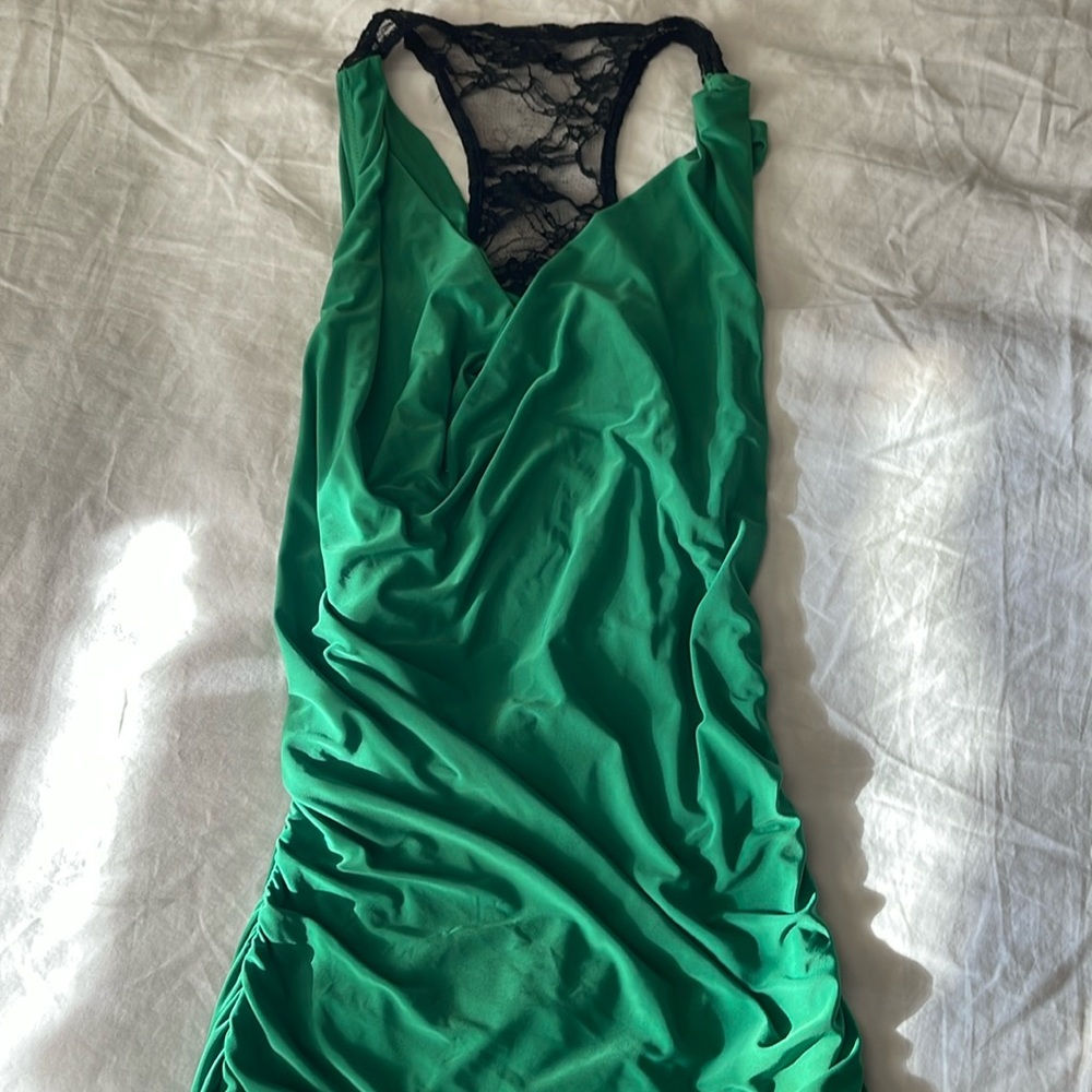 Marshmallow green lace cow neck top!